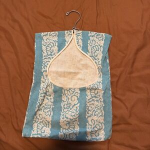 Vintage Clothes Pin Holder 1950's Teal And Cream
